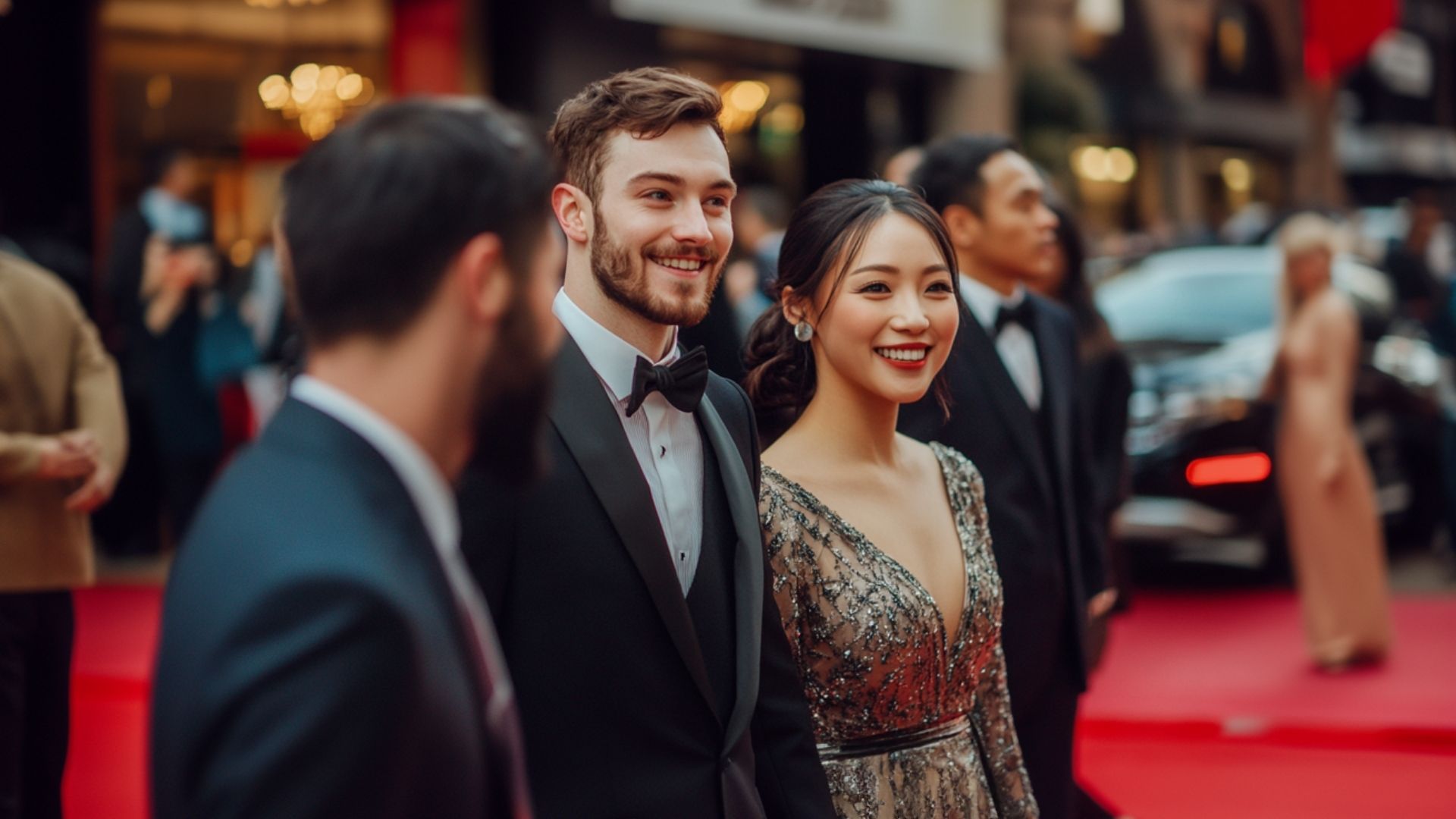 Red carpet entrance for award ceremony guests