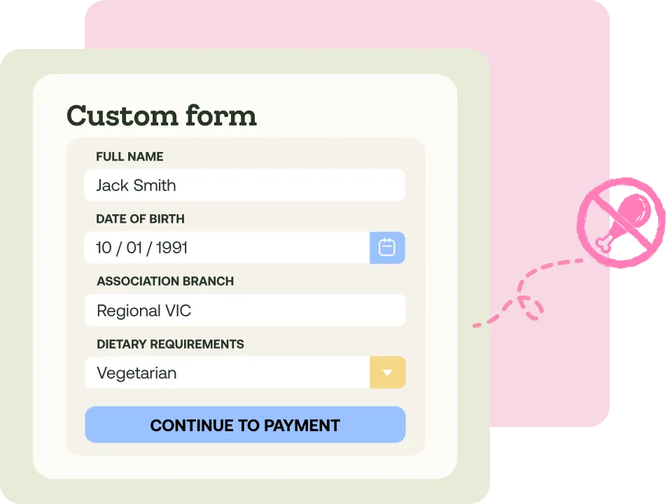 A custom registration form collecting delegate details