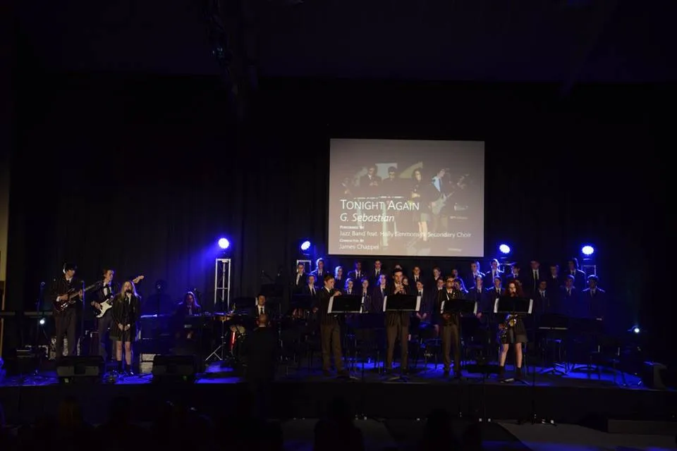 Ivanhoe Grammar students performing on stage at a school arts concert