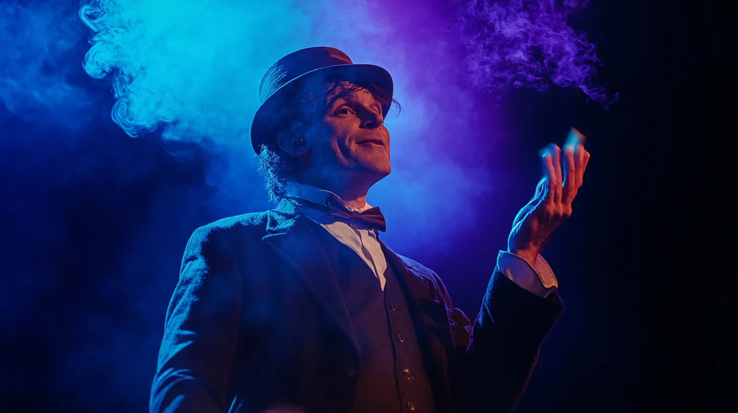 Magician performing a close-up trick in front of a live audience