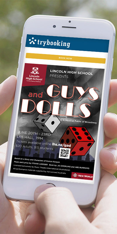 A mock up image of a displaying an event in Lincoln High school