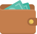 Cartoon wallet with cash