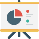 cartoon business chart showing pie graph