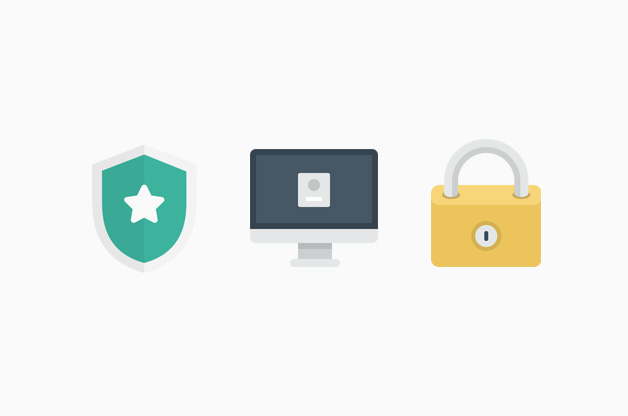 Shield and locked computer icons