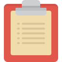 Red cartoon clipboard with paper