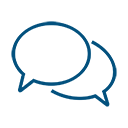 Blue cartoon dialogue boxes
