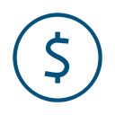 Blue cartoon dollar sign affordable