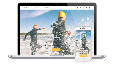 Laptop and mobile device showing sports surf club event