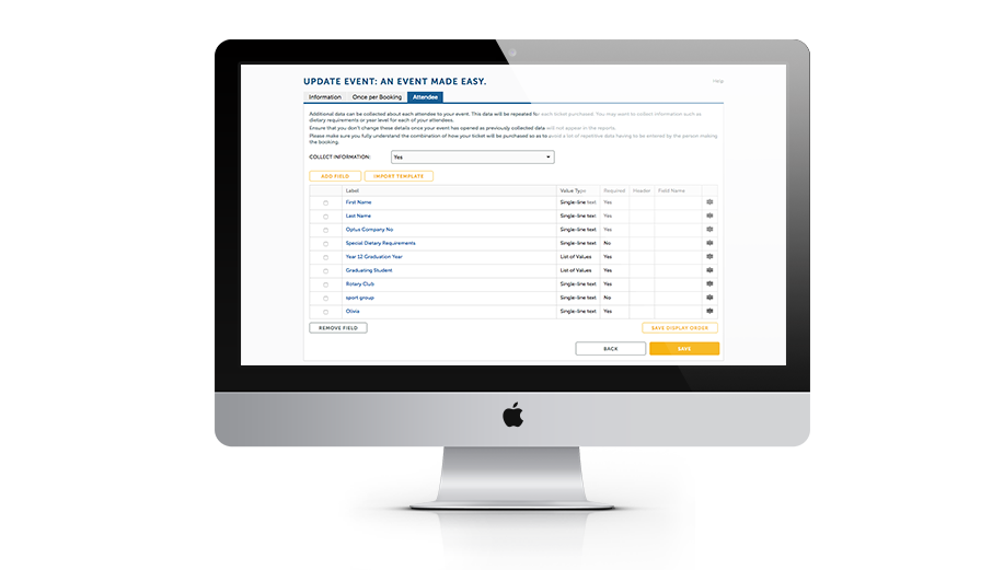 TryBooking Registrations Portal Example Screen