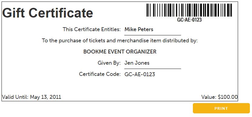 gift certificate to print