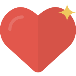 A red heart icon with gold star