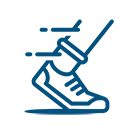 blue cartoon of a runners shoe