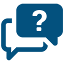 blue cartoon dialogue boxes question mark