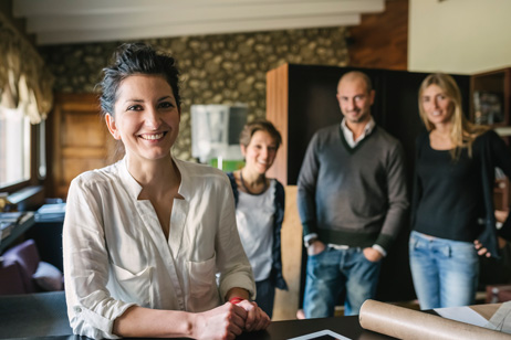group of organisation workers casual dressed smiling