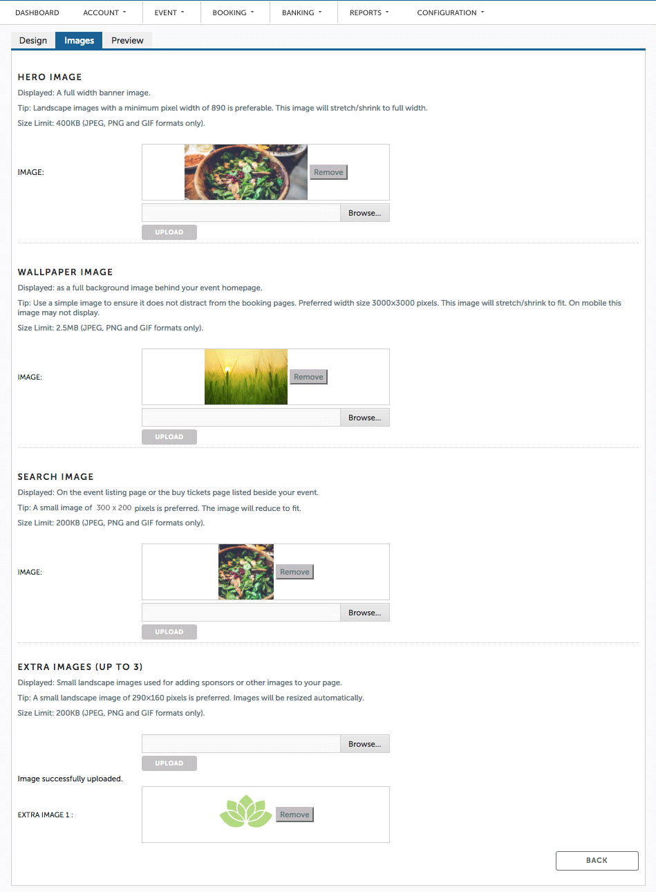 TryBooking account image upload