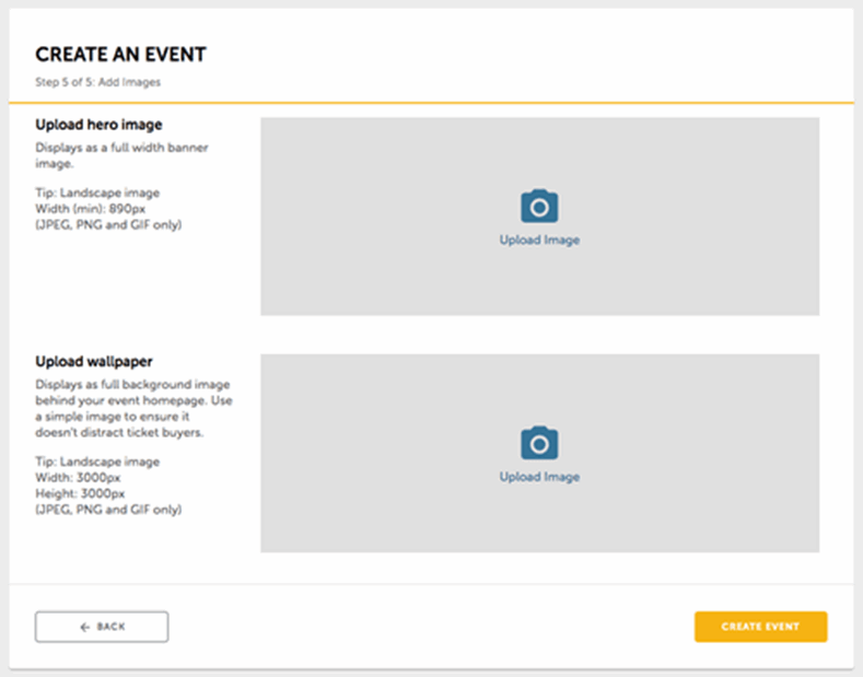 Create event image uploading