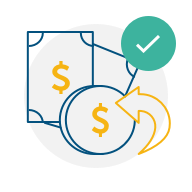 Coin and paper bills icon