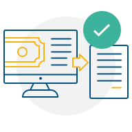 A desktop and a paper icon
