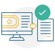 A desktop and a paper icon