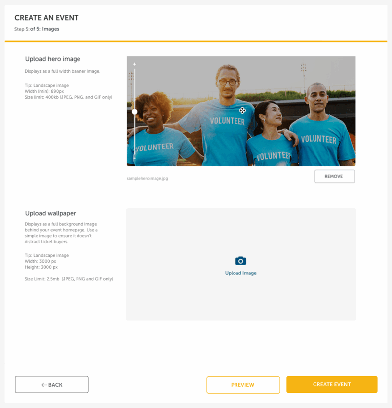 Upload image section