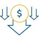 Blue cartoon dollar sign affordable