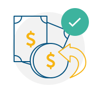 Coin and paper bills icon
