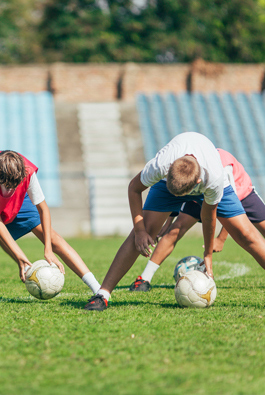 group of boys at soccer training