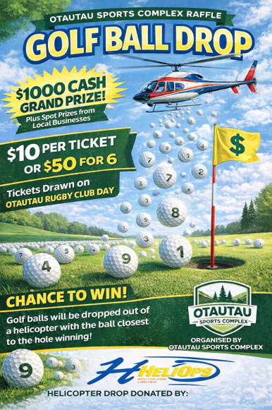 Otautau Sports Complex - Golf Ball Raffle Drop! Tickets, Otautau ...