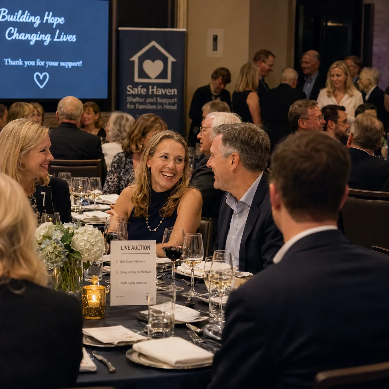 Guests at a charity gala fundraiser