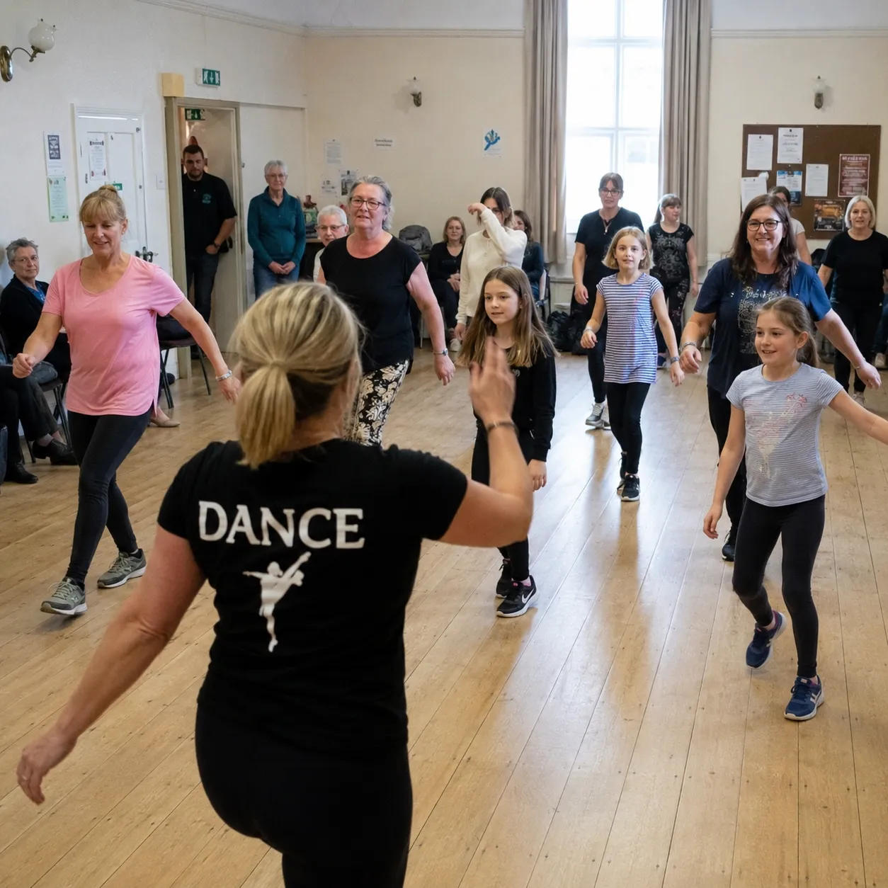 Young dancers rehearsing together in a studio at a performing arts school
