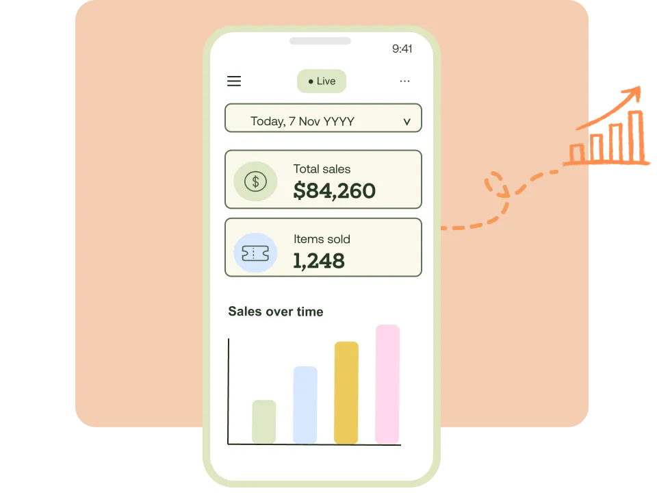 Live sales dashboard on a laptop