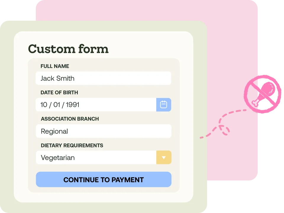 A custom registration form collecting delegate details