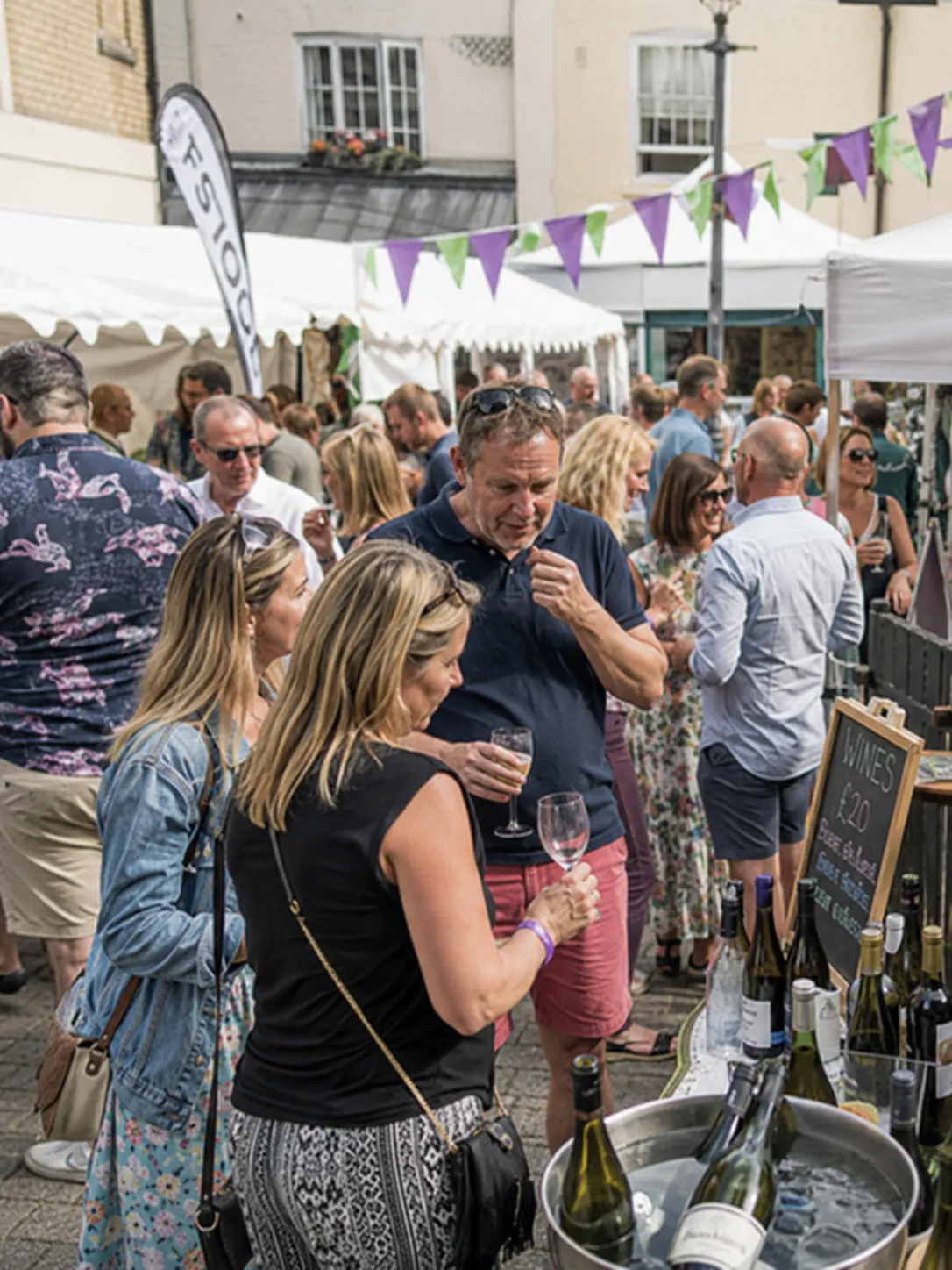Crowd enjoying a food and wine festival