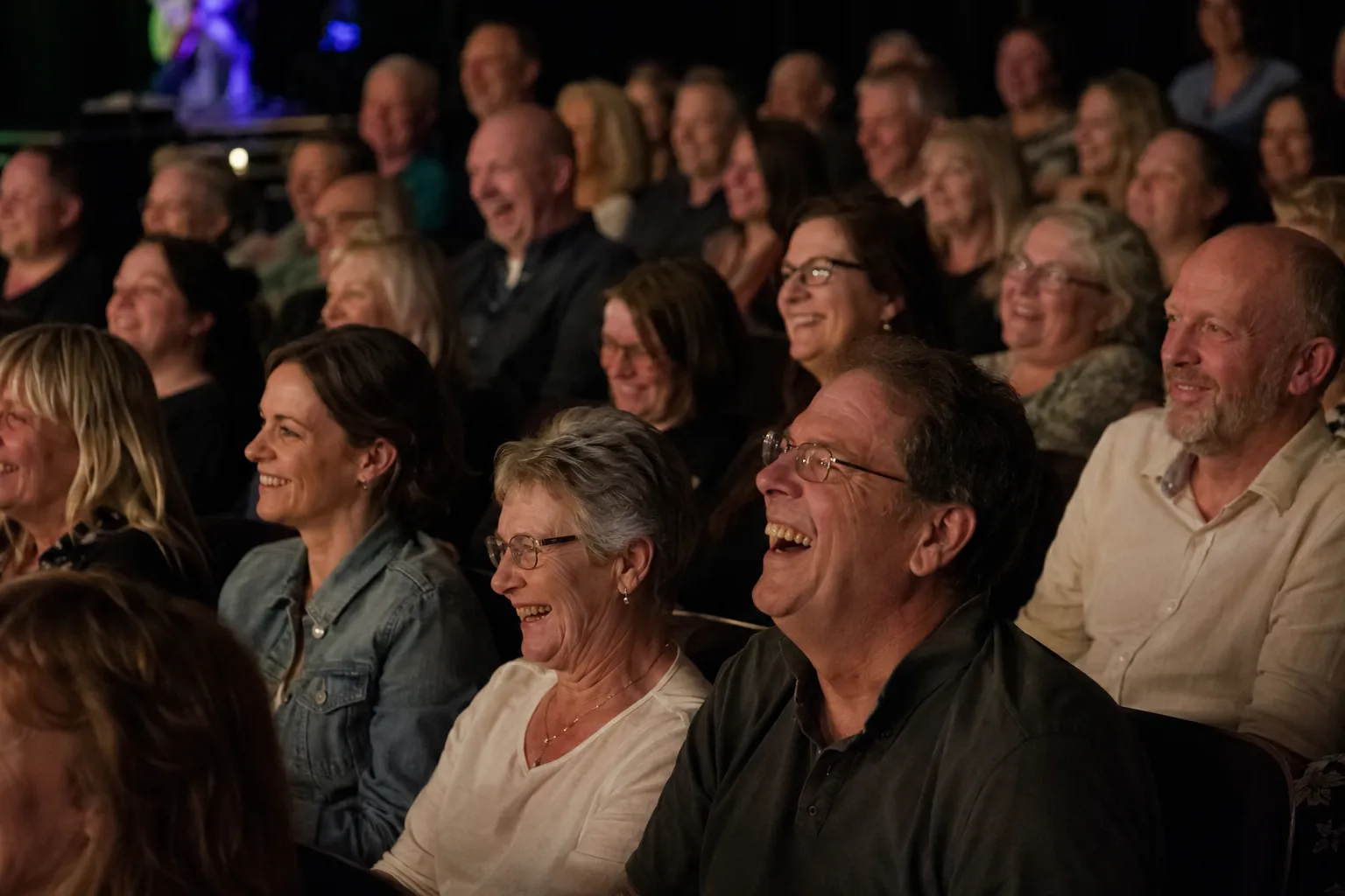 A theatre audience watching a live performance