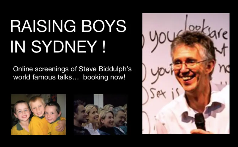 Parenting author speaking to a large audience of parents at an evening talk